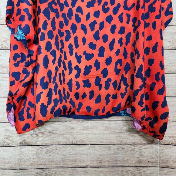 IMAN Global Chic Reversible Printed Poncho Top Floral Leopard Print Women's M/L - Picture 16 of 16